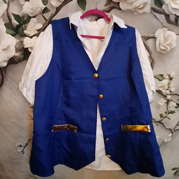 Tops - Royal Blue Women's Top with Gold Button Accents